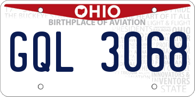 OH license plate GQL3068