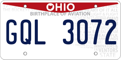 OH license plate GQL3072