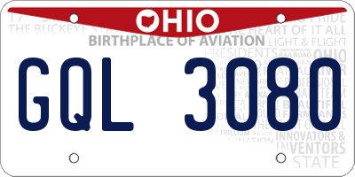 OH license plate GQL3080