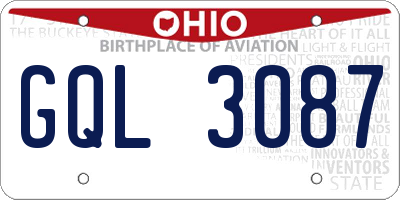 OH license plate GQL3087