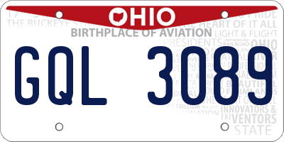 OH license plate GQL3089