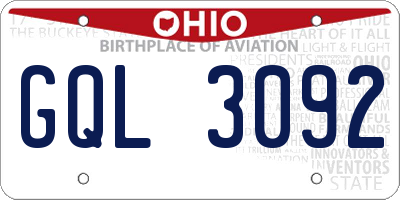 OH license plate GQL3092