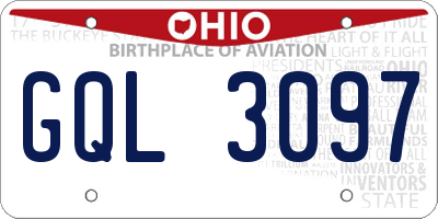 OH license plate GQL3097