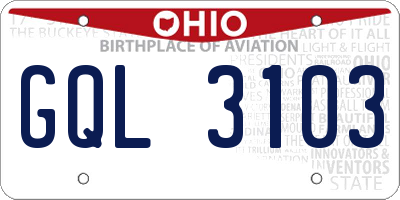 OH license plate GQL3103
