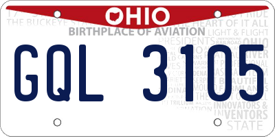 OH license plate GQL3105