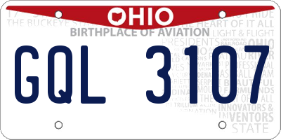 OH license plate GQL3107