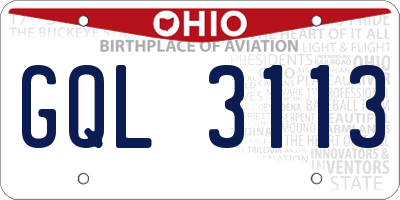 OH license plate GQL3113