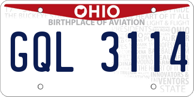 OH license plate GQL3114