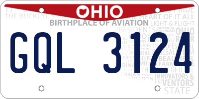 OH license plate GQL3124
