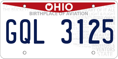 OH license plate GQL3125