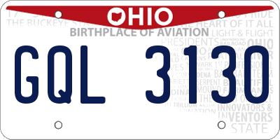 OH license plate GQL3130