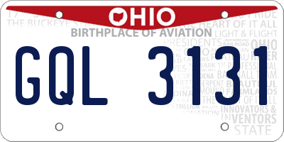 OH license plate GQL3131