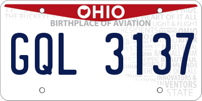 OH license plate GQL3137