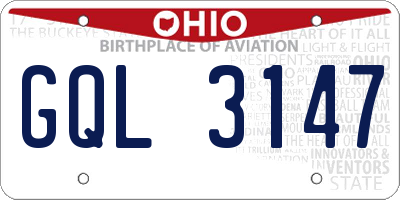 OH license plate GQL3147