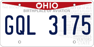 OH license plate GQL3175