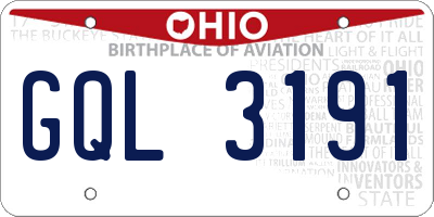 OH license plate GQL3191