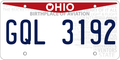 OH license plate GQL3192