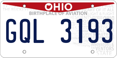 OH license plate GQL3193