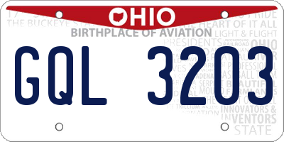 OH license plate GQL3203