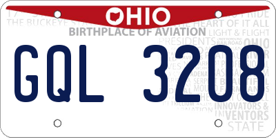 OH license plate GQL3208