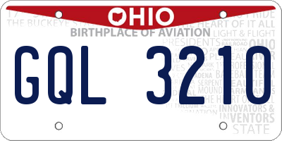 OH license plate GQL3210