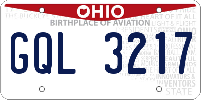 OH license plate GQL3217