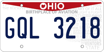 OH license plate GQL3218