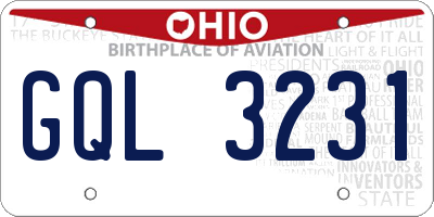 OH license plate GQL3231
