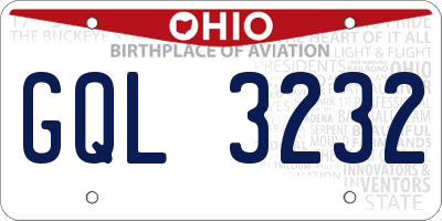 OH license plate GQL3232