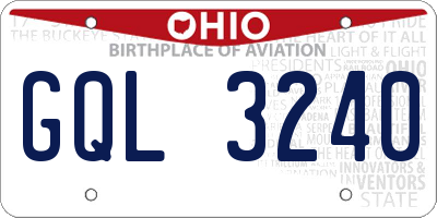 OH license plate GQL3240