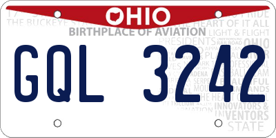 OH license plate GQL3242