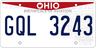 OH license plate GQL3243