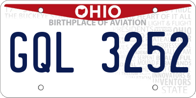OH license plate GQL3252
