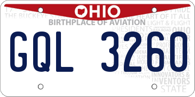 OH license plate GQL3260