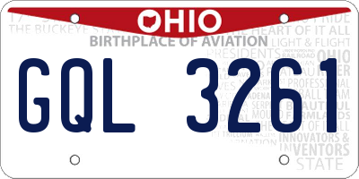 OH license plate GQL3261
