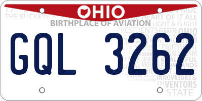 OH license plate GQL3262