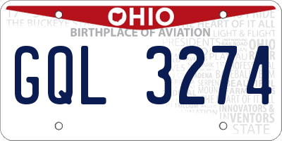 OH license plate GQL3274