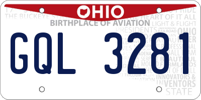 OH license plate GQL3281