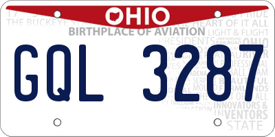 OH license plate GQL3287