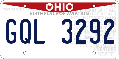 OH license plate GQL3292
