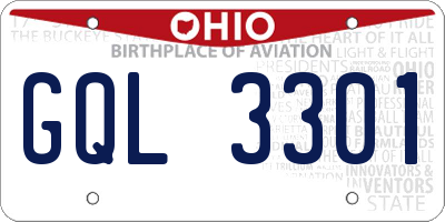OH license plate GQL3301