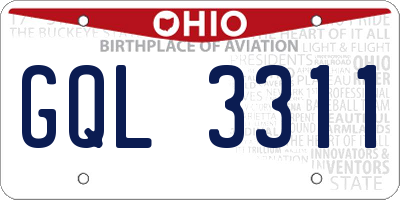 OH license plate GQL3311