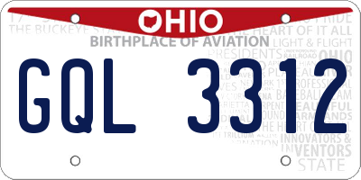 OH license plate GQL3312