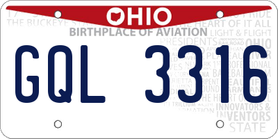 OH license plate GQL3316