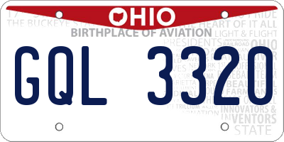 OH license plate GQL3320
