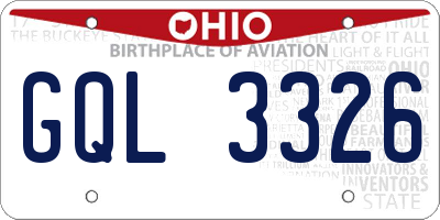 OH license plate GQL3326
