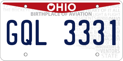 OH license plate GQL3331