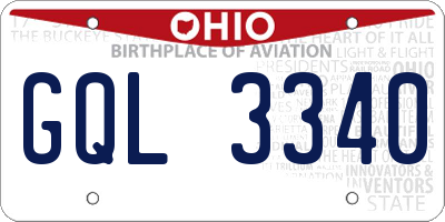 OH license plate GQL3340