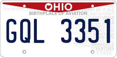 OH license plate GQL3351