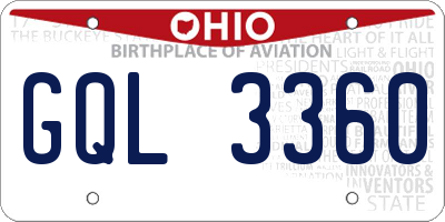 OH license plate GQL3360